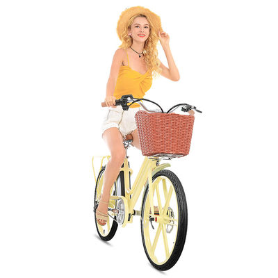 250w vélo des dames E avec le cadre du panier 48T Alu, les bicyclettes des femmes 24x1.75 électriques
